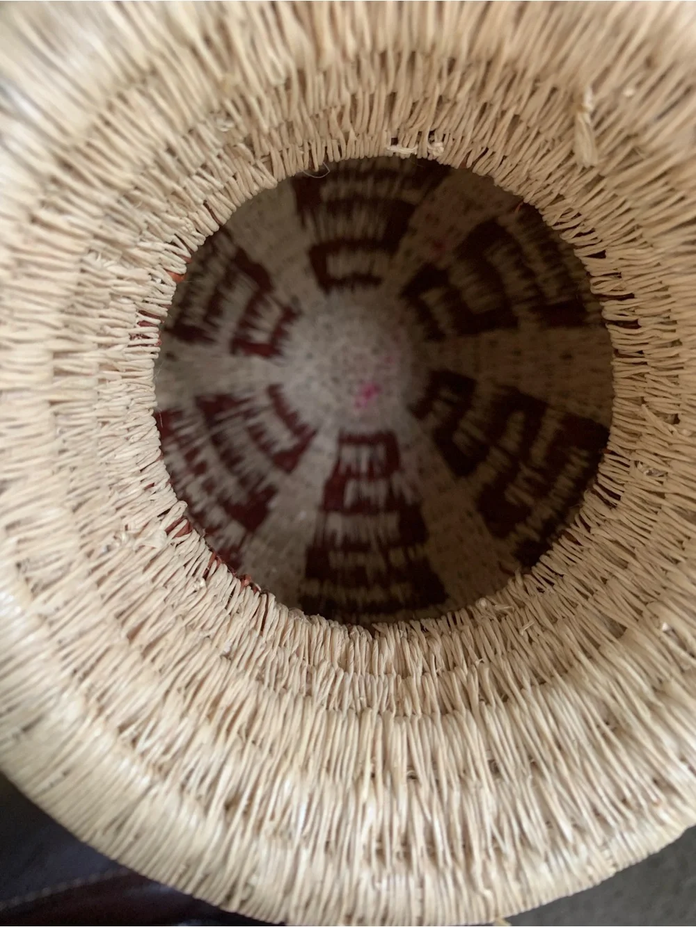 Wounaan Style Handwoven Basket Zig Zag Motif Panama Chunga Palm Tribal Art Vase